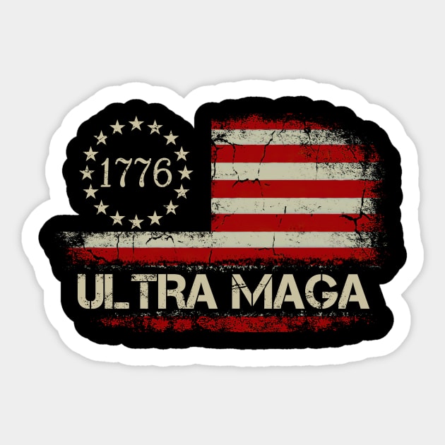 Ultra Maga 1776 Conservative Anti Liberal Us Flag Sticker by petemphasis